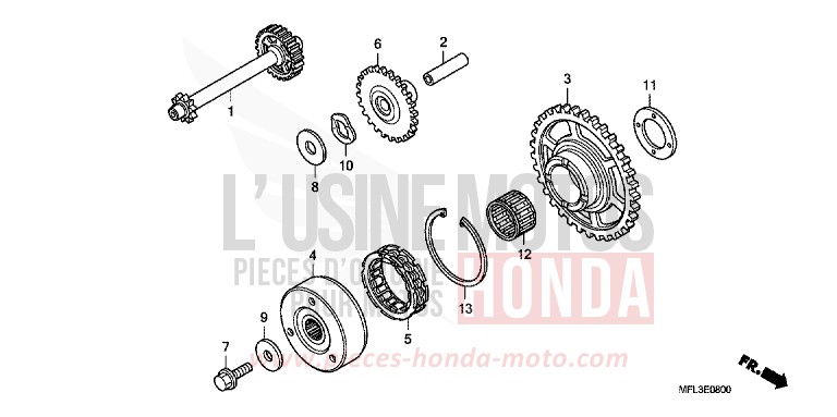 EMBRAYAGE DE DEMARRAGE de CBR1000RR "Fireblade" PEARL SUNBEAM WHITE (NHA66HA) 2010